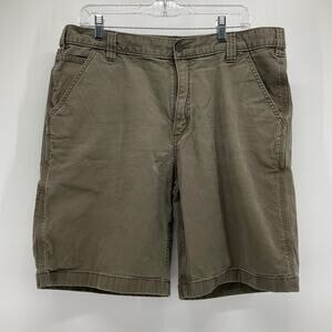 Carhartt Shorts Men’s 36 Green Canvas Relaxed Fit Work Rugged Flex Cargo Outdoor